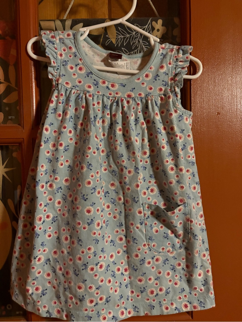 Light Blue Floral Sundress with Pocket